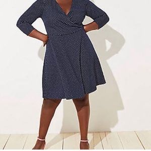 LOFT NWT Jacquard Knit Polka Dot Wrap Dress Plus